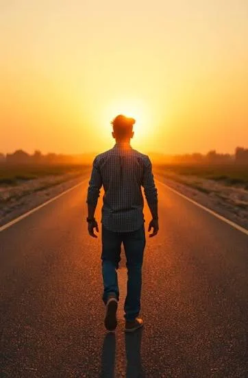 Alone Attitude Shayari के लिए अकेले सड़क पर आत्मविश्वास से चलते भारतीय युवक का पोर्ट्रेट