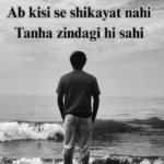 Alone Sad Shayari for a solitary person standing beside a calm sea