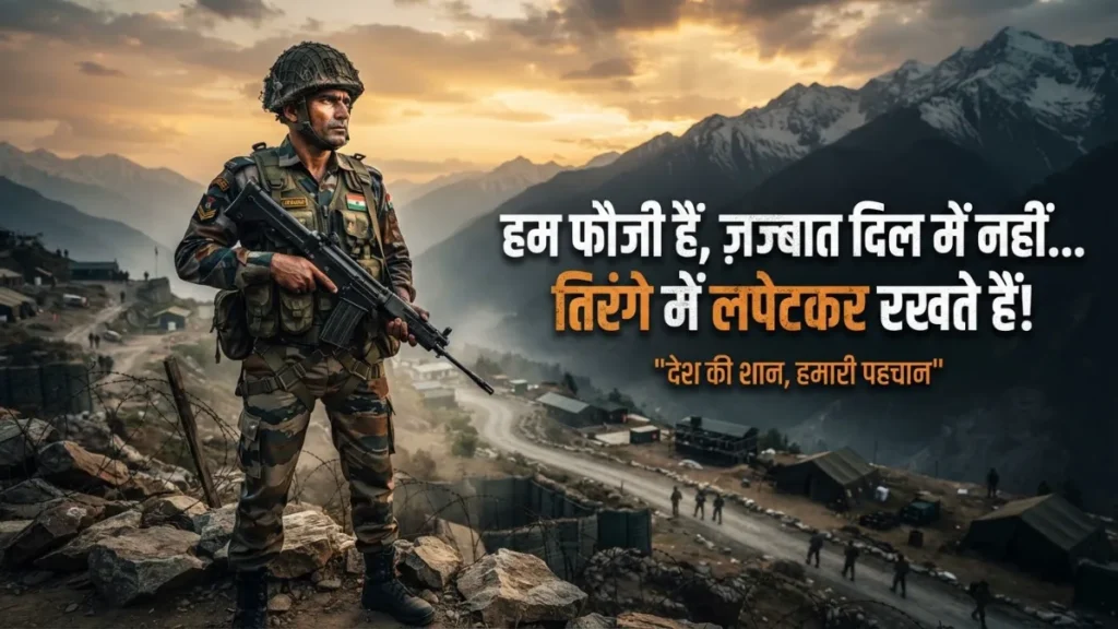 Army Attitude Shayari indian solider standing on border