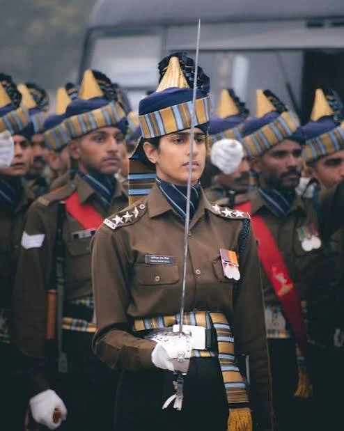 Army Attitude Shayari with a proud Indian soldier standing in ceremonial uniform