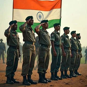 Army Attitude Shayari showing soldiers in uniform standing together during a patriotic ceremony