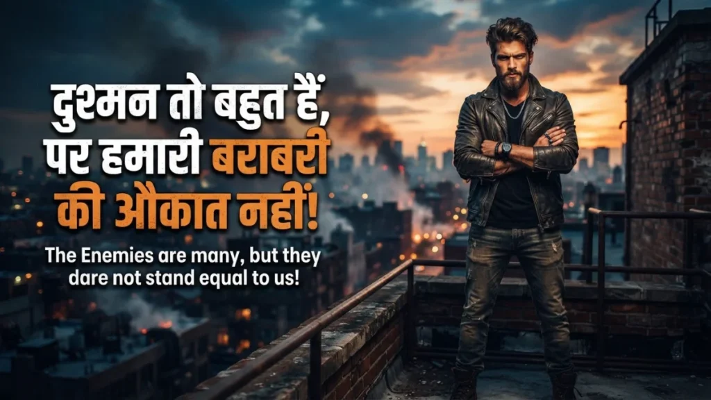 Attitude Dushman Shayari a confident man in leather jacket