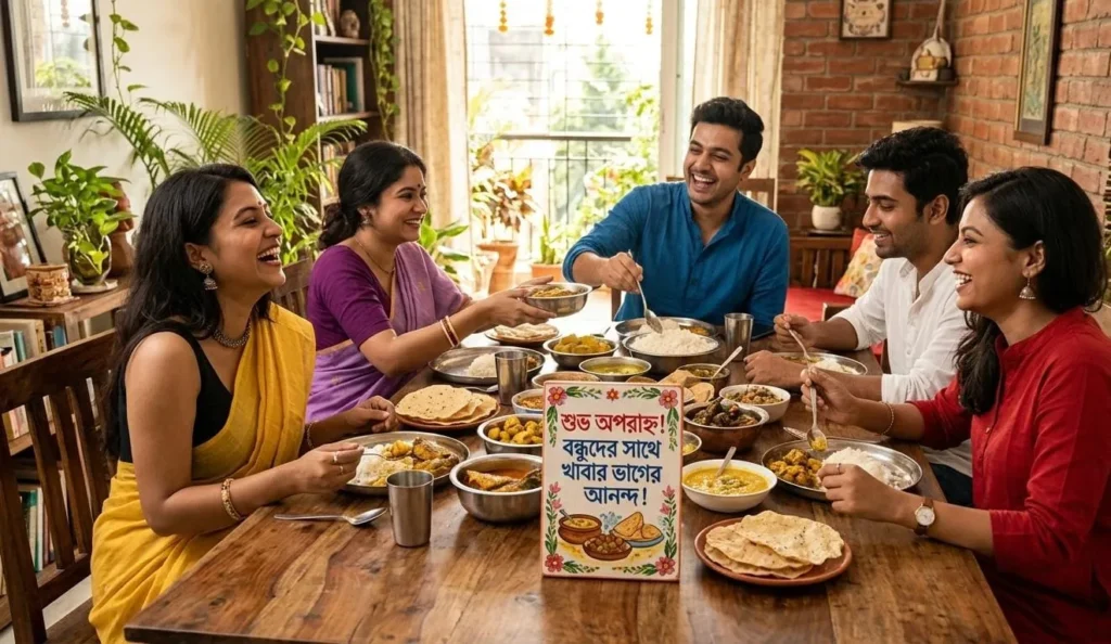  Bengali Good Afternoon Greetings for friends sharing a cheerful afternoon meal
