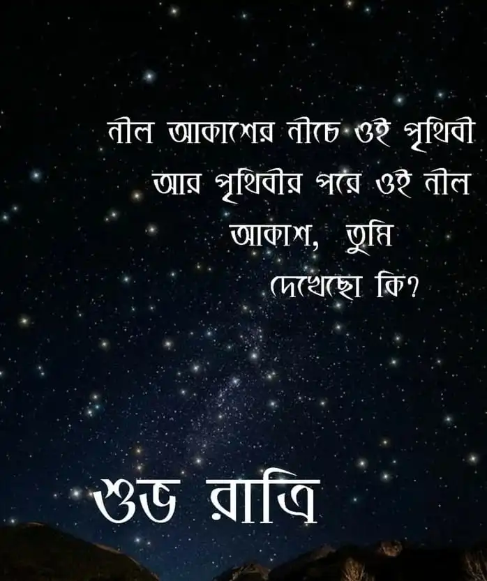 Bengali Good Night Quotes with a peaceful starry night sky