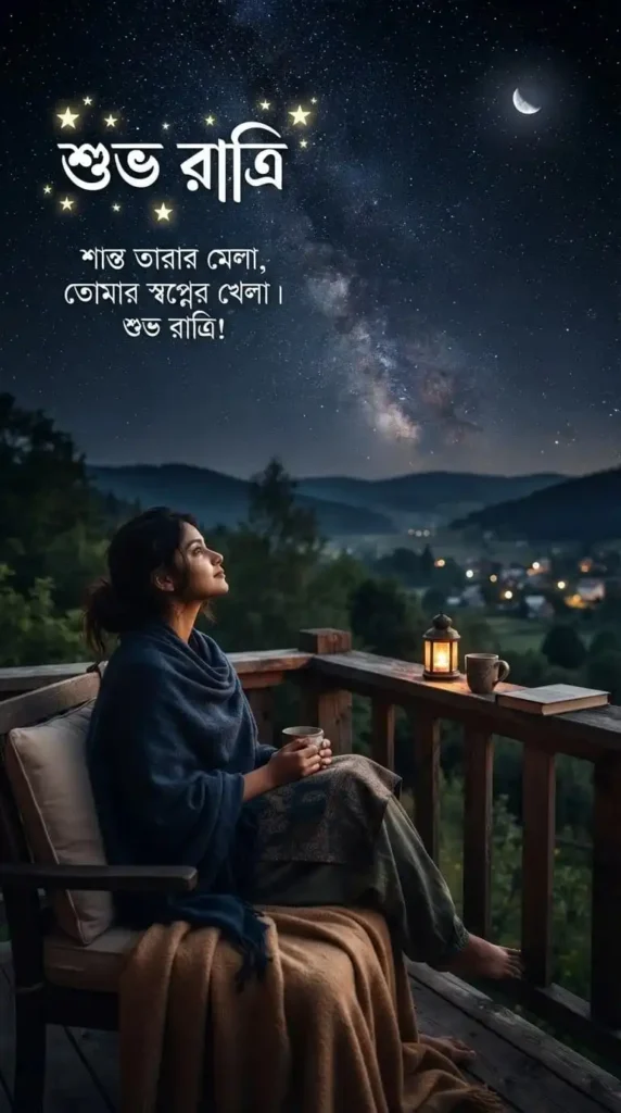 Bengali Good Night Quotes for a person enjoying a peaceful starry night
