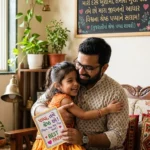 Best Papa Shayari In Gujarati માટે પિતા અને સંતાનનો પ્રેમ દર્શાવતું હૃદયસ્પર્શી પરિવારનું દૃશ્ય
