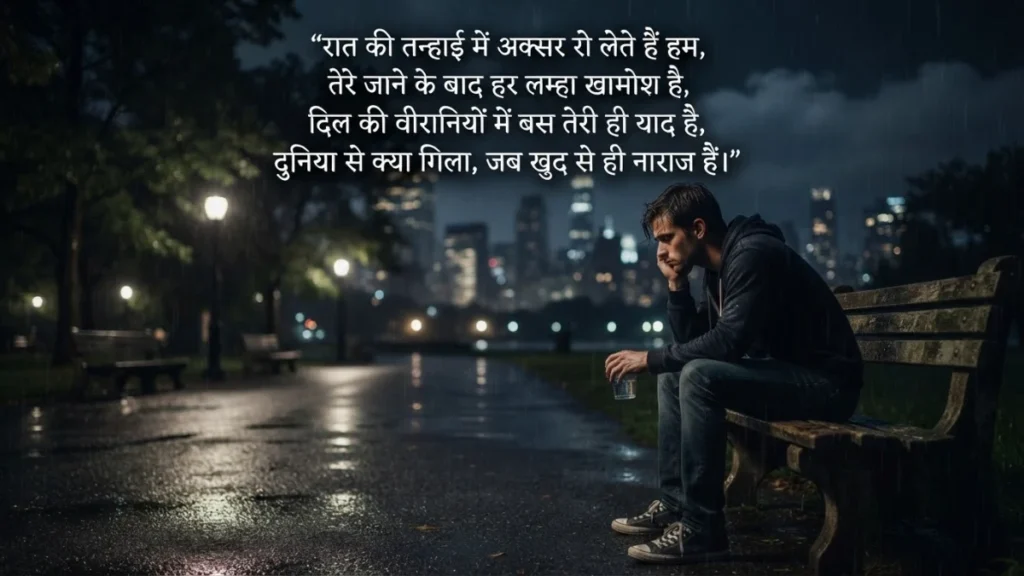 Dard Bhari Shayari के साथ WhatsApp status के लिए उदास रात का दृश्य
