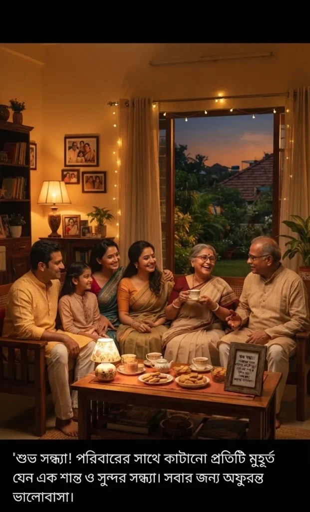  Good Evening Quotes In Bengali for family with a warm peaceful evening atmosphere