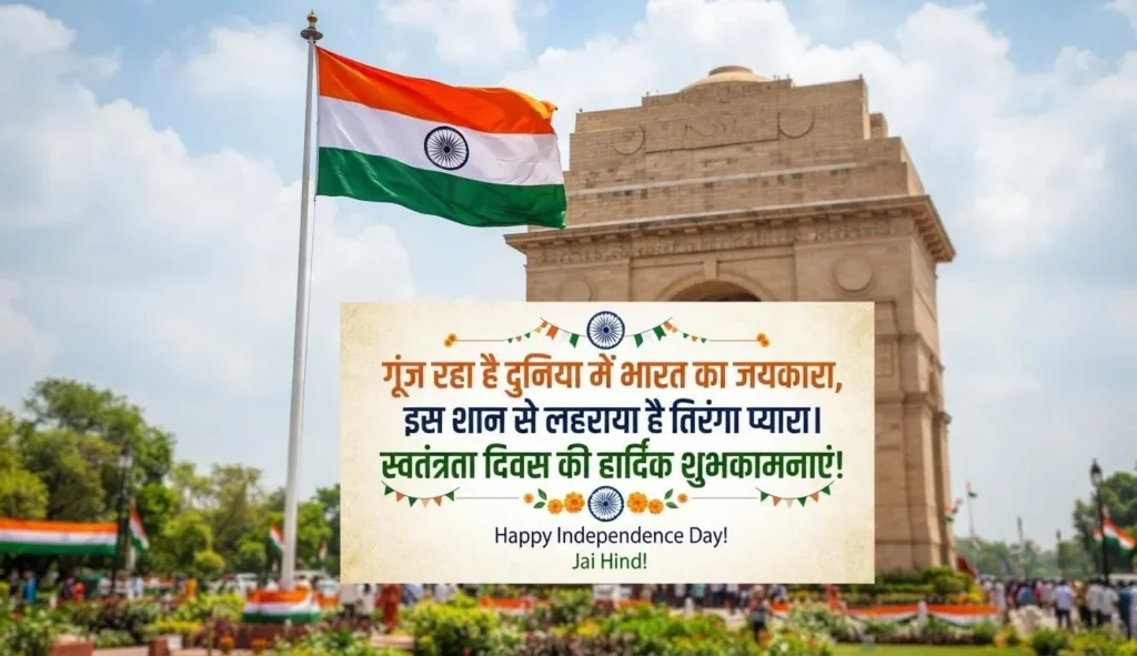 Independence Day Shayari for a short patriotic status with the Indian national flag