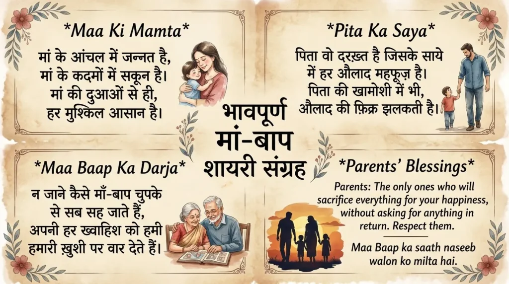  Maa Baap Shayari ka bhavnatmak collection, माँ बाप शायरी