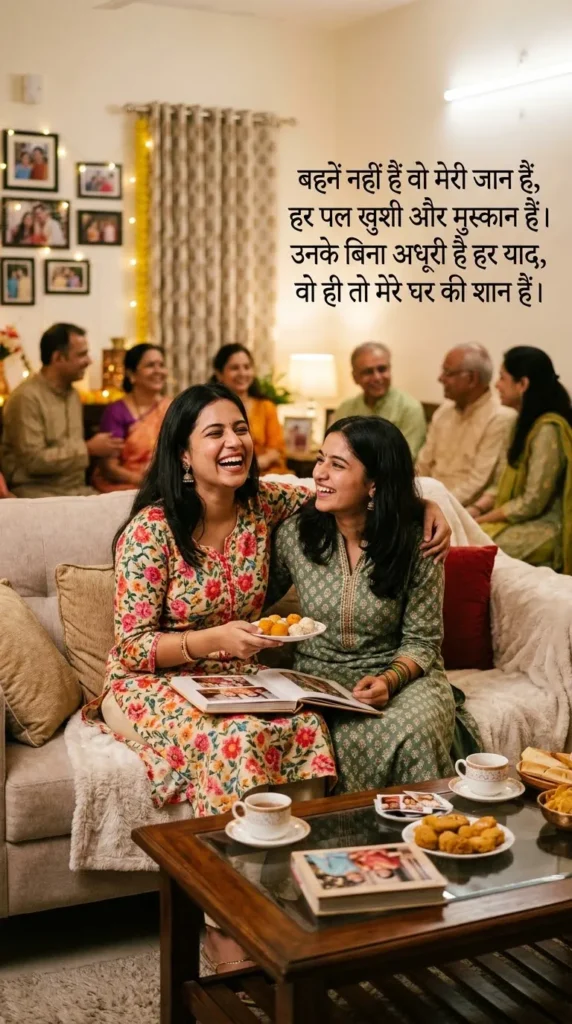 Sister Shayari In Hindi के लिए बहनों के साथ यादगार पारिवारिक पल और मुस्कान की तस्वीर