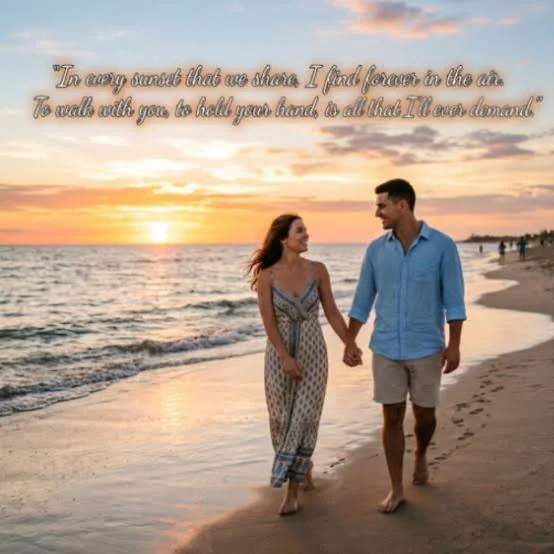 Pyar Bhari Shayari for true love with a couple walking together and holding hands