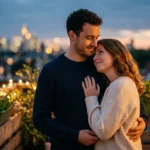 Tareef Shayari for a couple sharing a gentle and romantic moment